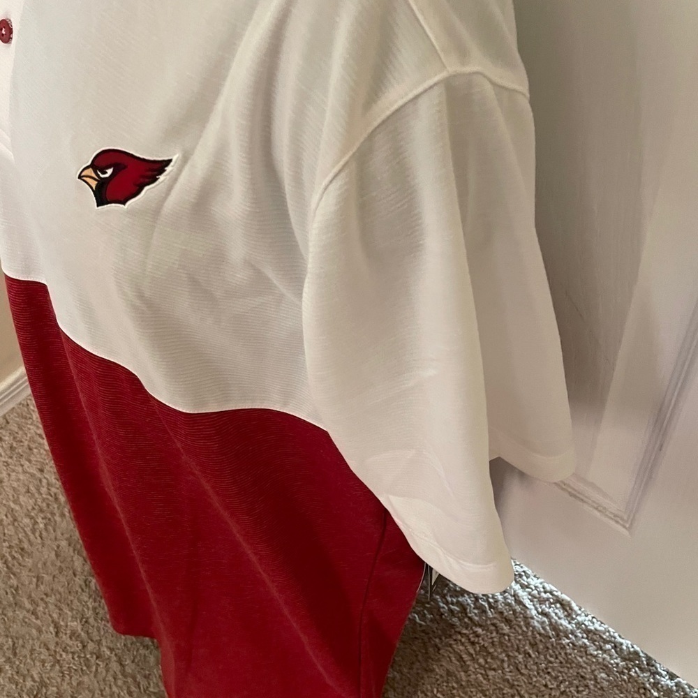 New Mens Nike NFL Arizona Cardinals Red White Polo - Picture 2 of 5